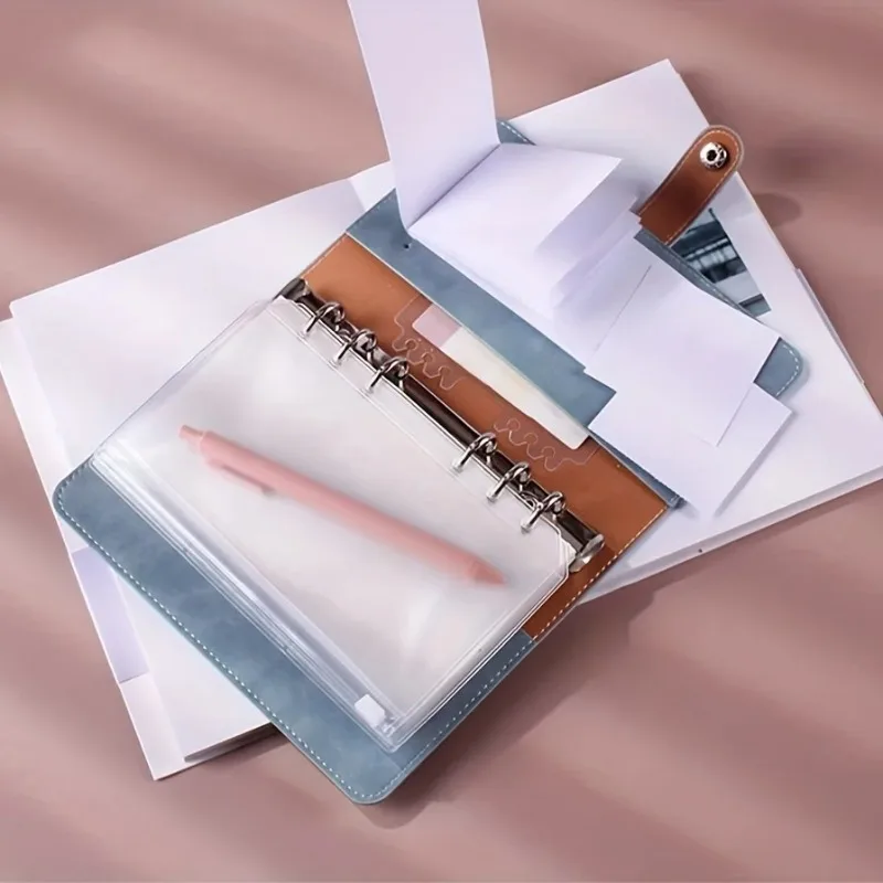 Nieuwe A5 A6 Kleur 6PCS Bindmiddel Zakken Bindmiddel Rits Mappen voor 6-Ring Notebook Bindmiddel Waterdichte PVC blad Document Filing Bag