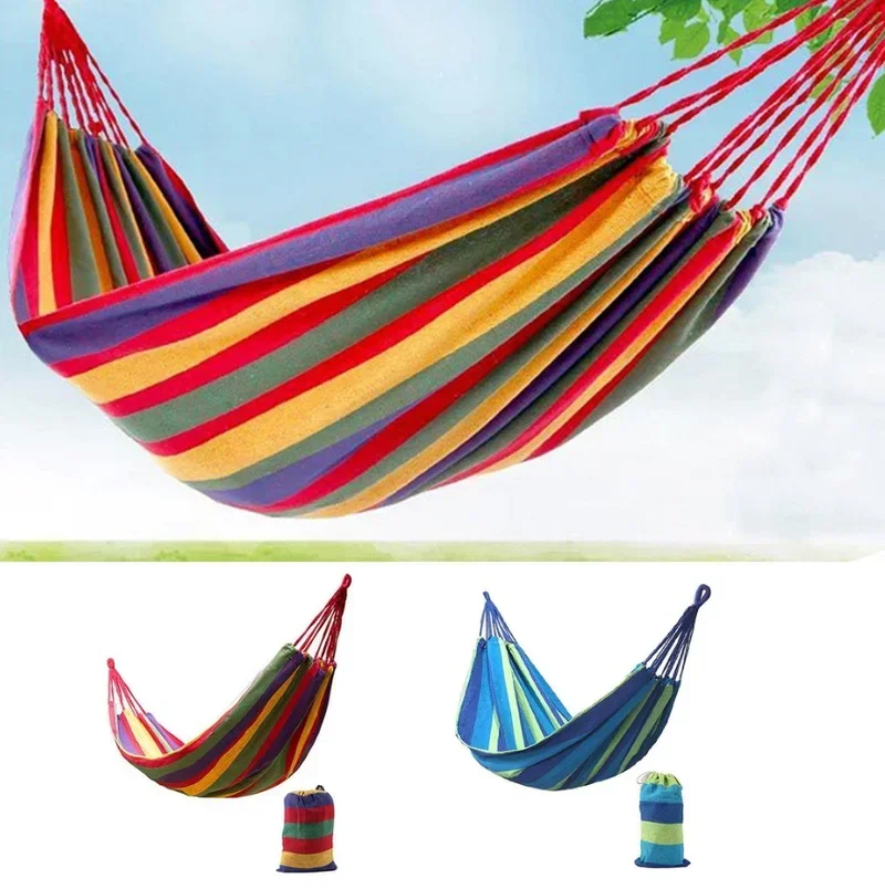 New Sale Ultralight Camping Hammock with Backpack  Rainbow Outdoor Leisure Portable Hammock Canvas Hammocks