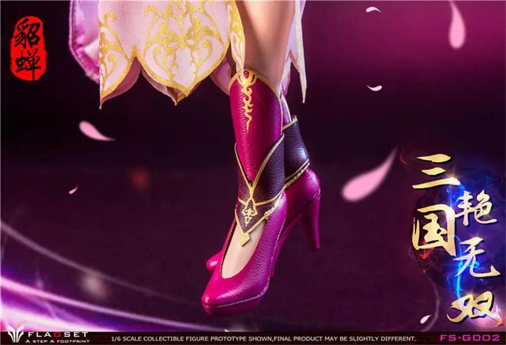 1/6th FLAGSET FS-G002 Three Kingdoms Series Yan Wushuang Beauty Diao Chan Old Orient Style Solid Shoes Boots Suit 12inch Body