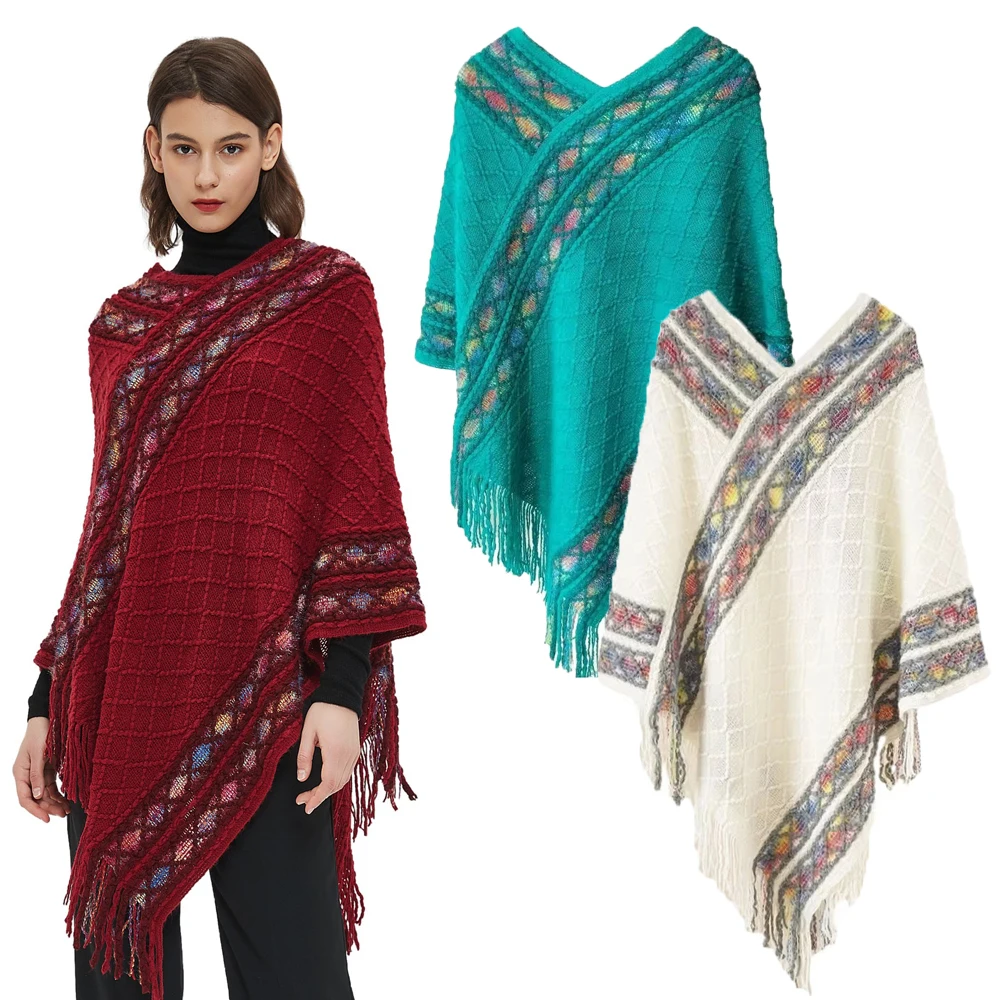 

Женский трикотаж Ретро с кисточками, шаль в стиле ретро в этническом стиле, трикотажное пальто с кисточками, туристическая одежда, 100х90см