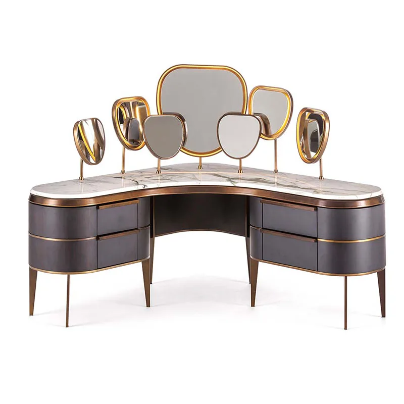 A modern, high-quality vanity with an LED mirror for bedroom furniture and decoration