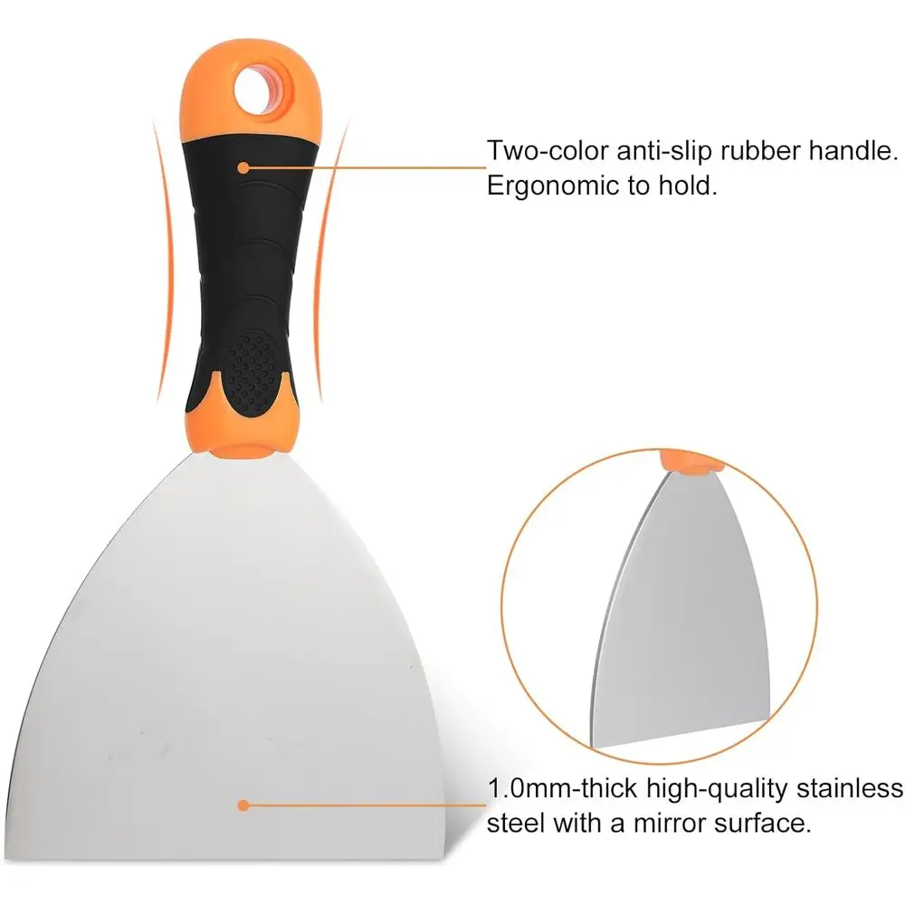 طقم سكاكين مكون من قطعتين: 4 بوصات و6 بوصات سكاكين معجون احترافية - مكشطة طلاء وأدوات الحوائط الجافة لإصلاح الجدران-