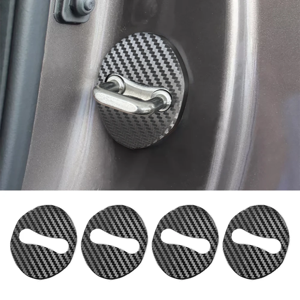 Accesorios para Mitsubishi Lancer Pajero Triton L200 Mirage Eclipse Cross, adhesivo decorativo para el panel interior de la puerta, patrón de fibra de carbono
