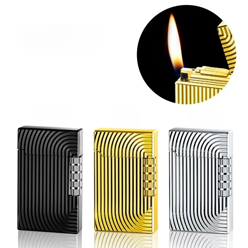 2024 Metal Steel Sound Chinese Dragon Oblique Fire Inflatable Lighter Side Pulley Igniting Butane Gas Pipe Lighters Smoking Gift