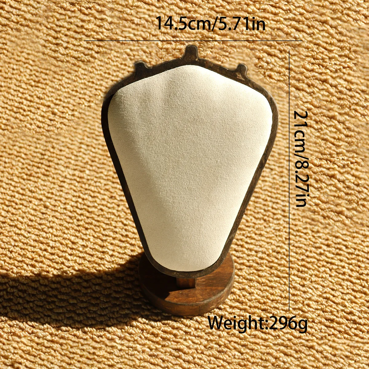 クルミ色のジュエリーネックレスディスプレイフレーム、高級感のある印象的なモデルカウンター、ウィンドウディスプレイ小道具、ネックレスフレーム