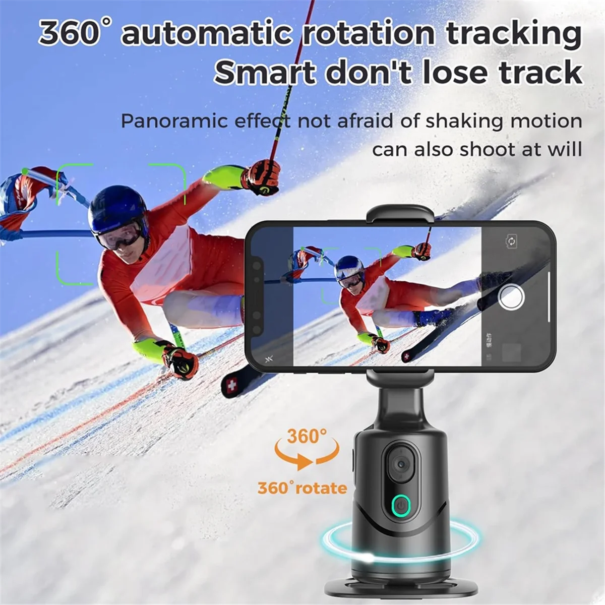 

ABNJ Auto Face Tracking Phone Camera Gimbal ,No App Required,360° Rotation Phone Camera Stand with Remote and Gesture Control