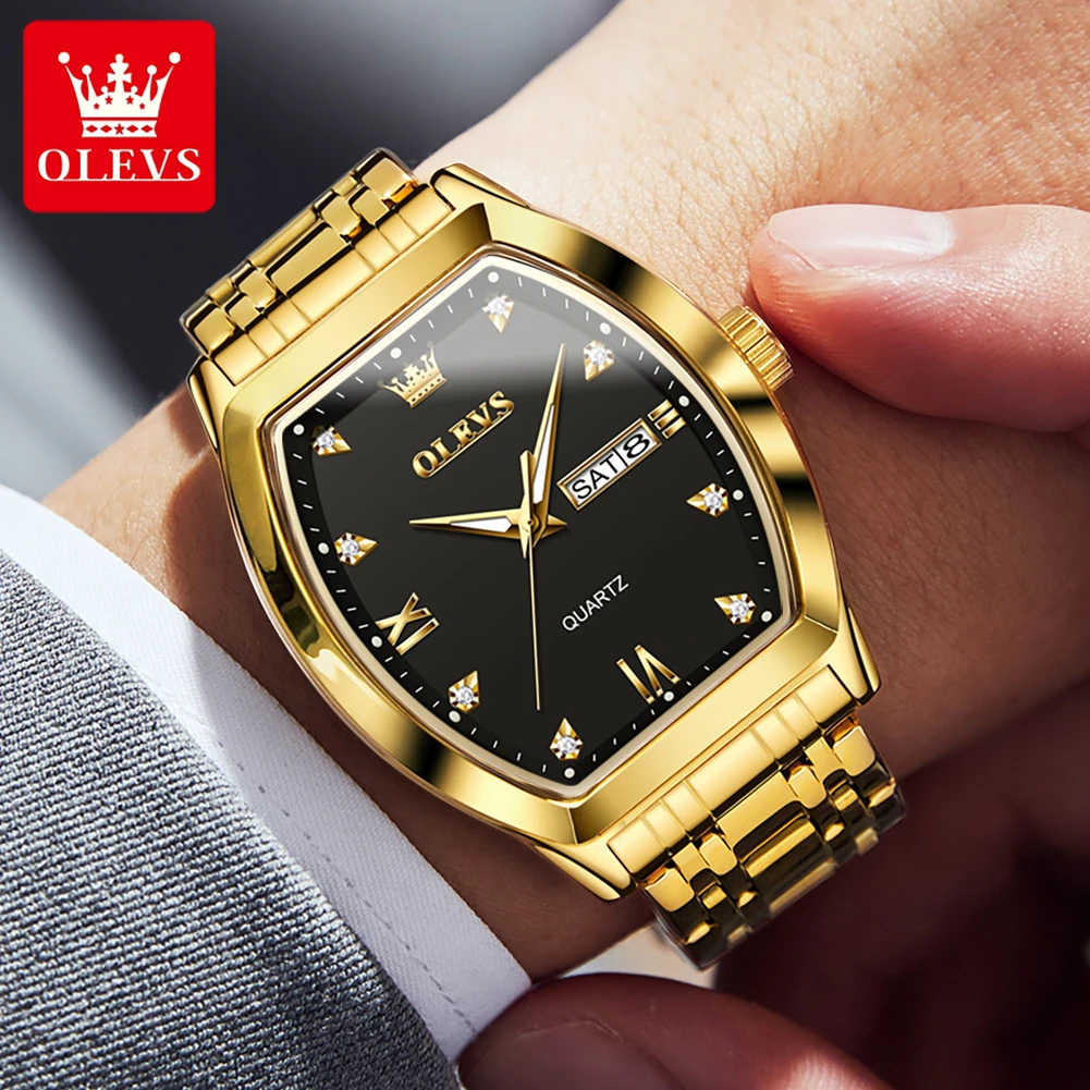 OLEVS 5528, деловые кварцевые часы, подарок, ремешок для часов из нержавеющей стали, наручные часы с циферблатом, дисплей недели, светящийся календарь