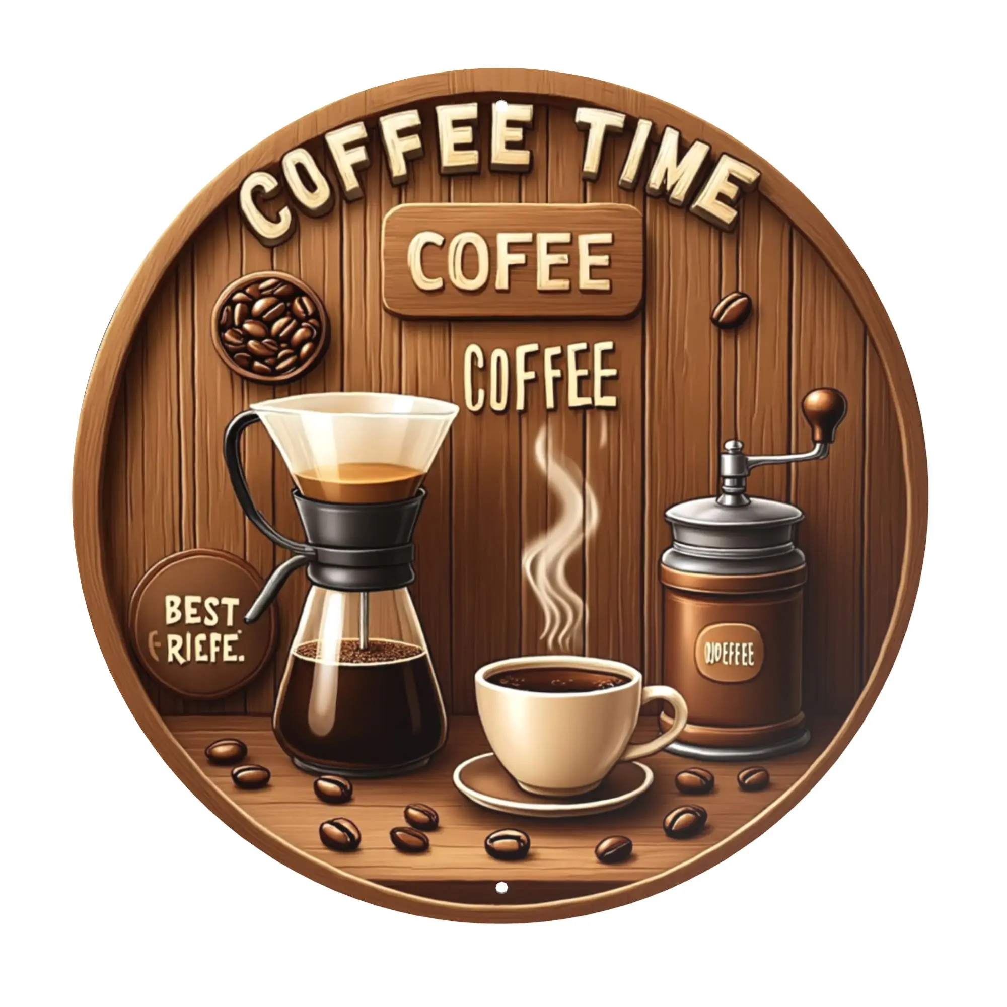 

​​1Vintage Wooden Coffee Time Sign，Coffee Machine and Pouring Coffee Wall Decoration