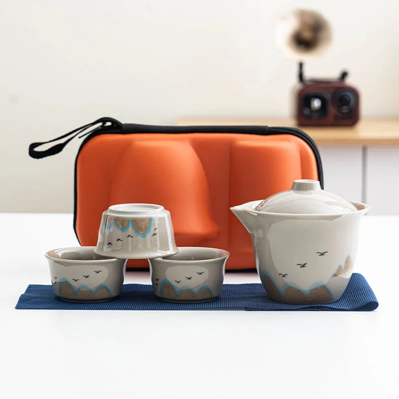 

Ceramic Tea Cup with Handle Teapot Quick Tea One Pot Two Cups Four Cups Business Gift Travel Tea Set Gift Box Set