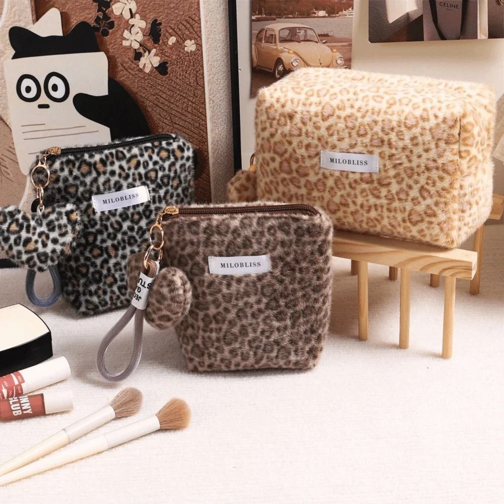 حقيبة مكياج عملية غامضة بطبعة الفهد، حقيبة مستحضرات تجميل ذات سعة كبيرة، منظم أدوات الزينة الناعم المحمول، تخزين مستحضرات التجميل