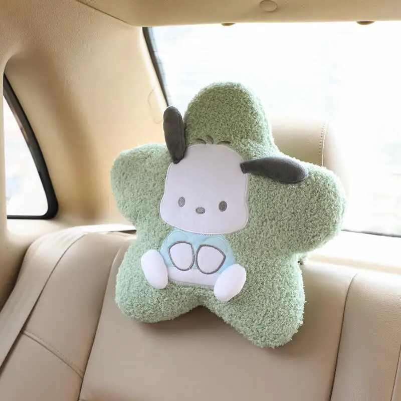 Sanrio Kuromi Car Neck Pillow Cinnamoroll Pochacco Pentagram Cute Auto Seat Lumbar Cushion Soft Stuffed Doll Decor Birthday Gift view 3