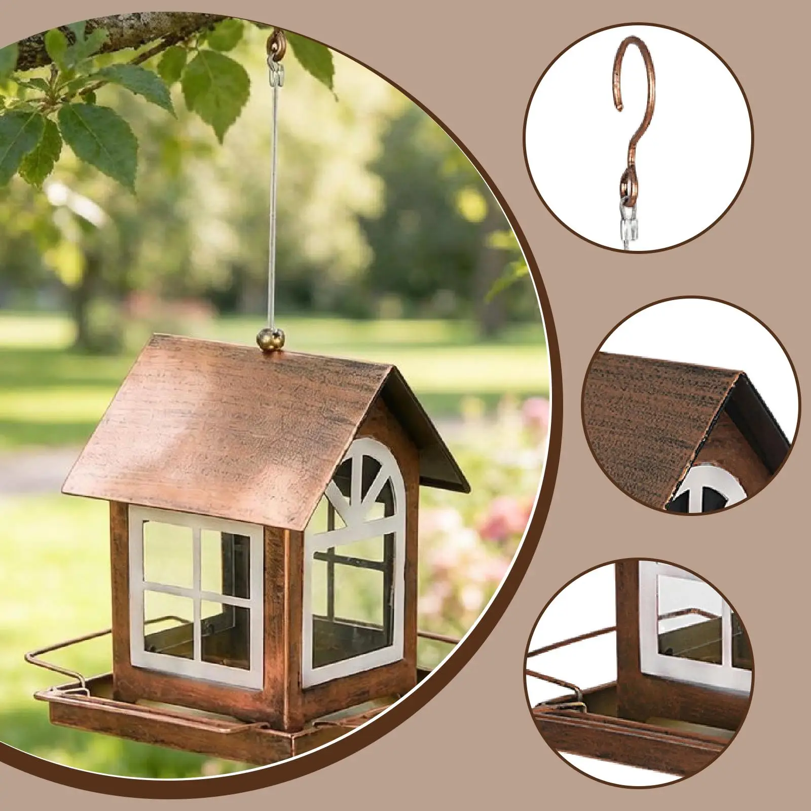 

Waterproof Outdoor Bird Feeder Hanging Squirrel Proof Metal Cage for Blue Jay Finch Chickadee Yard Garden Art