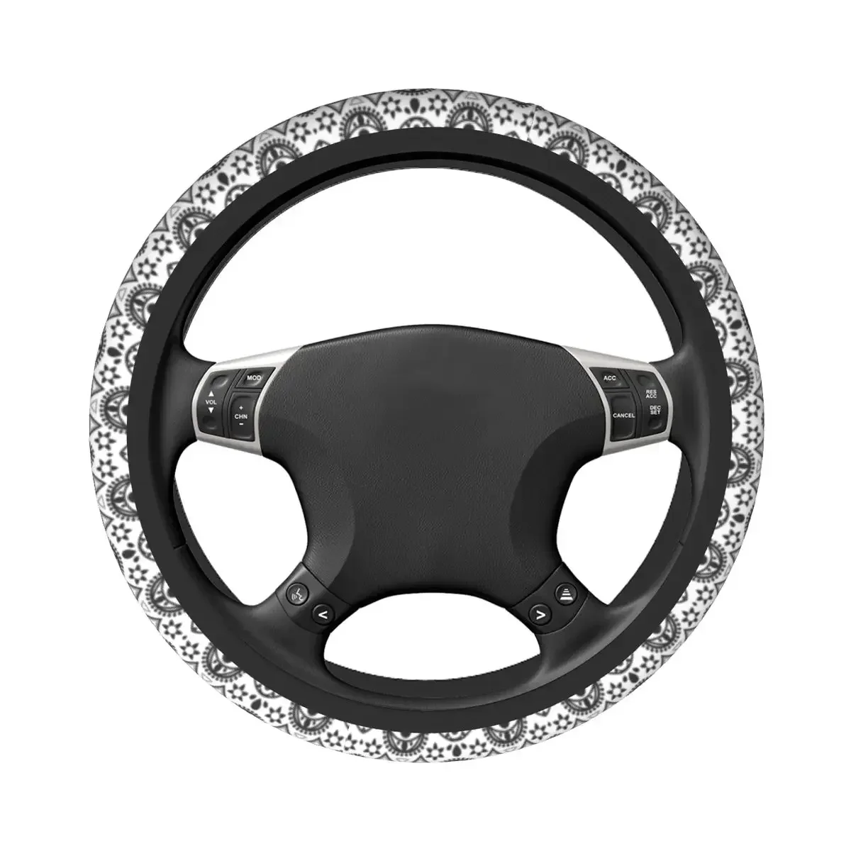 Turkish Evil Eye Steering Wheel Cover Women Charm Bohemian Boho Chic Steering Wheel Protector Universal 15 inch Car Accessories