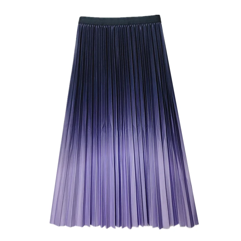 

Плиссированная юбка с градиентом 2026 года, женская, в корейском стиле, с эластичной высокой талией, А-силуэт, для вечерних мероприятий, длинная, весна-лето-осень