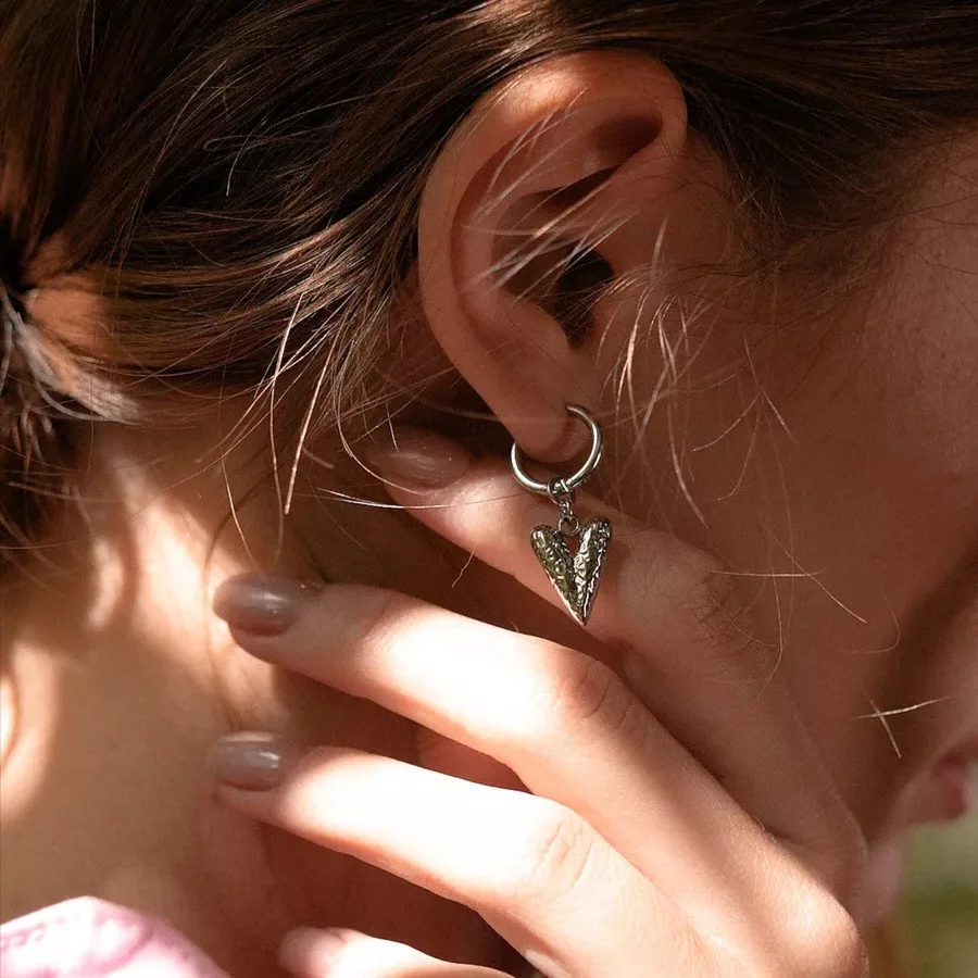 

Vintage Creativity Design Wrinkle Heart Shape Pendant Earrings for Women Fashion Accessories Party Charm Jewelry Birthday Gift