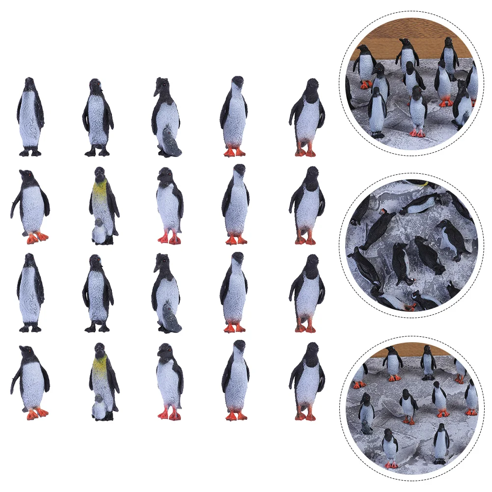 32 Pcs Puppet Penguin Ornaments Child Animals Fairy Garden Figurine Soft Pvc Costume Toddler Model Toy