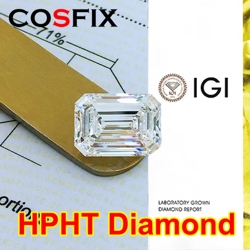 COSFIX 1-10ct Emerald Cut Lab Grown Diamond HPHT IGI Certificate 3EX D/E/F/G/H Color VVS1/VVS2/VS1 Clarity Diamond Gems