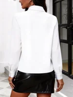 Chemise pour femmes de style européen et américain avec bordure à volants et manches longues ajustées 2