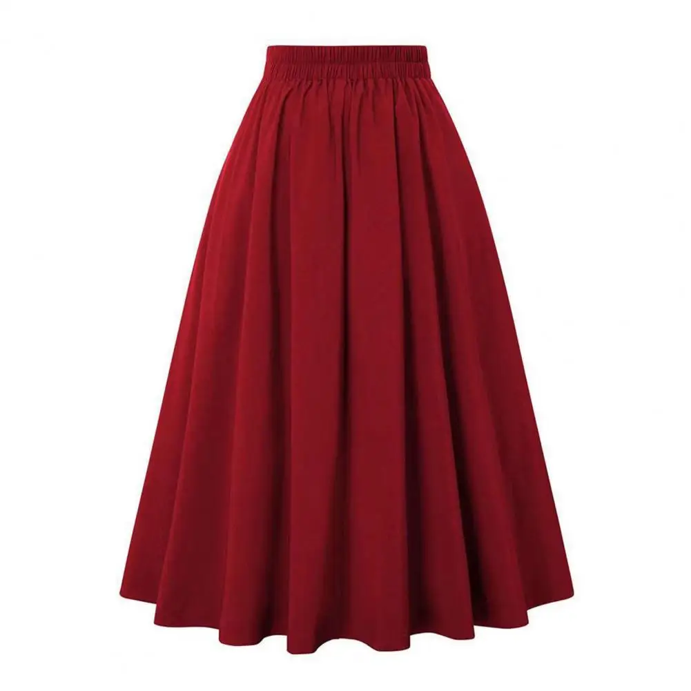 Damen-Rock, elastisch, hohe Taille, A-Linie, Midirock, Kontrastfarbe, karierter Druck, großer Saum, mittellanger Rock, Alltagskleidung, Bydstitu