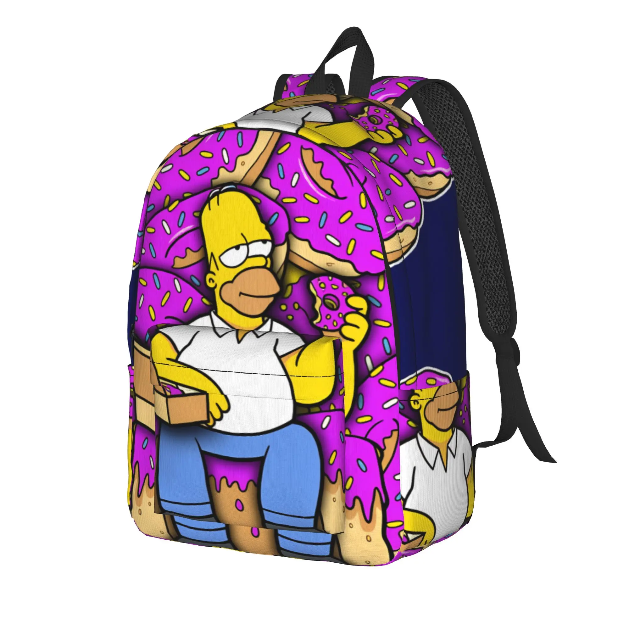 Homer S-Simpsons Donut Throne Funny Meme Backpack Male Large Backpacks Polyester High School Bags Trekking Designer Rucksack