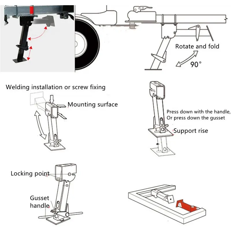 Hand Jack Caravan Outrigger Trailer Accessories Can Foldable And Stretchable For Motorcycle Cargo Trailer Repair Support