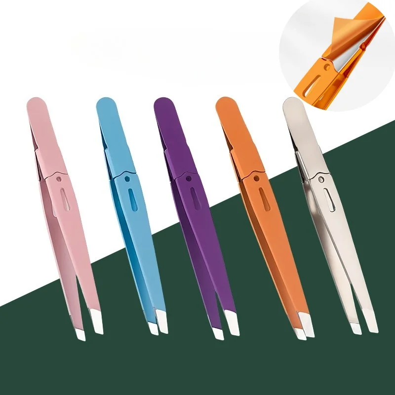 Fournitures de maquillage pour sourcils, outils, pincettes colorées, beauté des cheveux fins, extracteur de poils fins, en acier inoxydable, élimination des pinces à sourcils inclinées