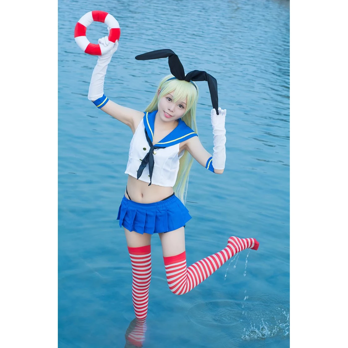 Coleção Anime Kantai fantasia feminina, Cosplay Shimakaze, Kancolle, Fato de coelho, Roupa de marinheiro, Uniforme Sexy Girls, Festa de Halloween