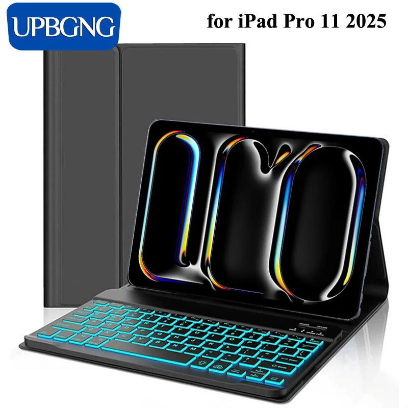 

Чехол-клавиатура для iPad Pro 11 2025, 10-го, 11-го поколения, 10,9 дюйма, клавиатура с подсветкой и защитным чехлом для iPad Air 11 6 5, аксессуары