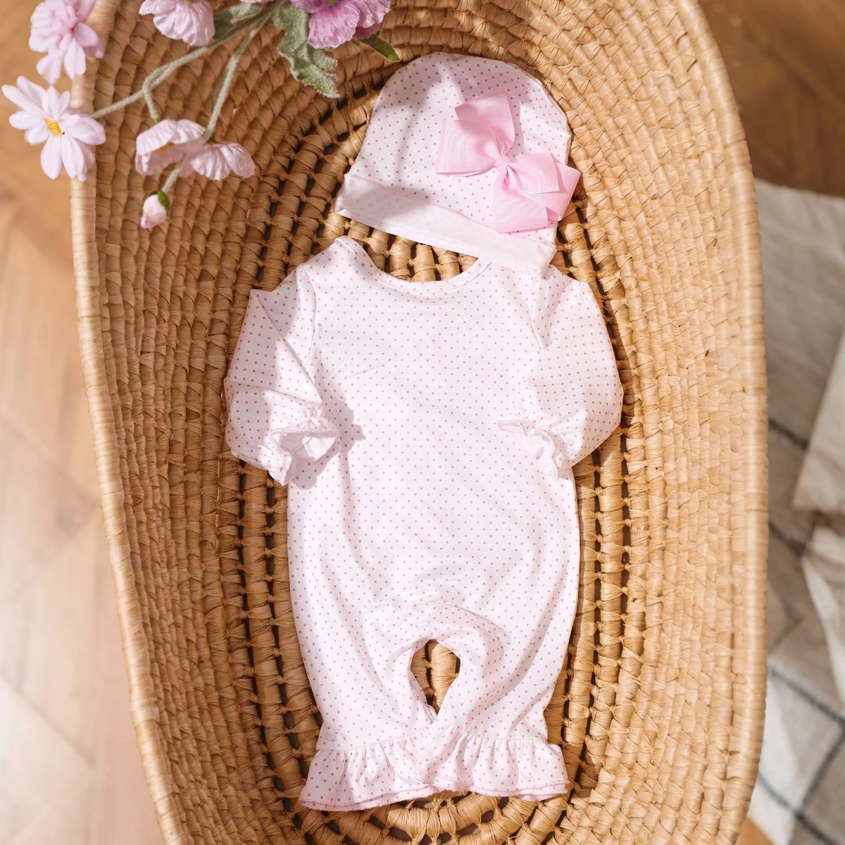 Ylsteed 2 قطعة مجموعة الزي التصوير الفوتوغرافي للفتيات حديثي الولادة التطريز الطفل كشكش بذلة مع قبعة Bowknot الشريط #5