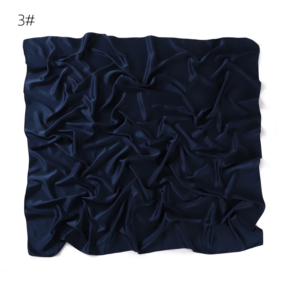 2026New الحرير التقليد الساتان 110 منشفة مربعة كبيرة الحجم، ماليزيا وإندونيسيا بلون الحجاب المرأة بقعة #4