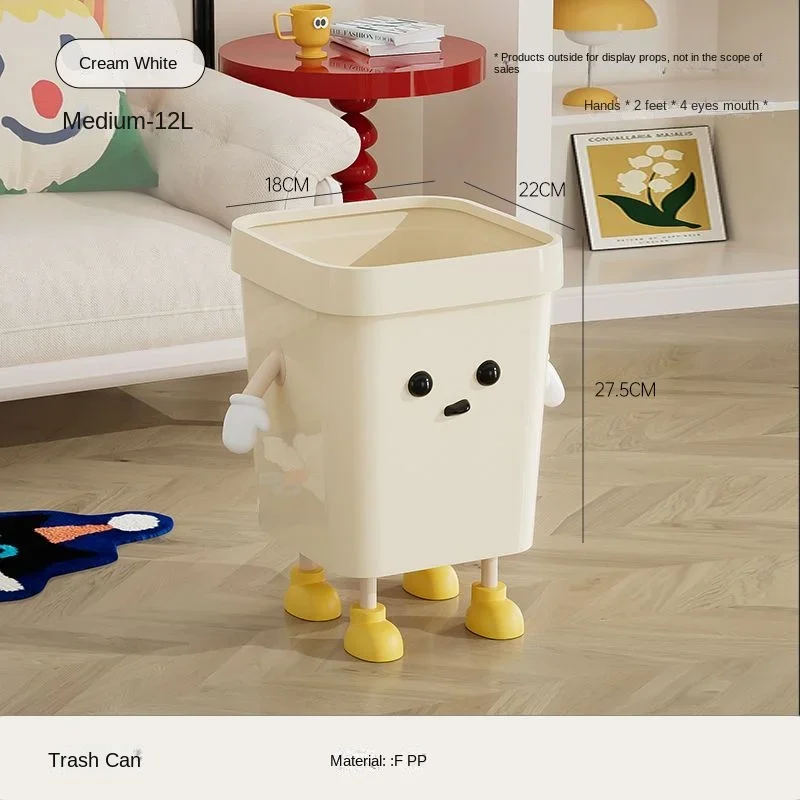 Cartoon cute creative trash can household high value living room kitchen garbage storage bucket bathroom bedroom wastebasket