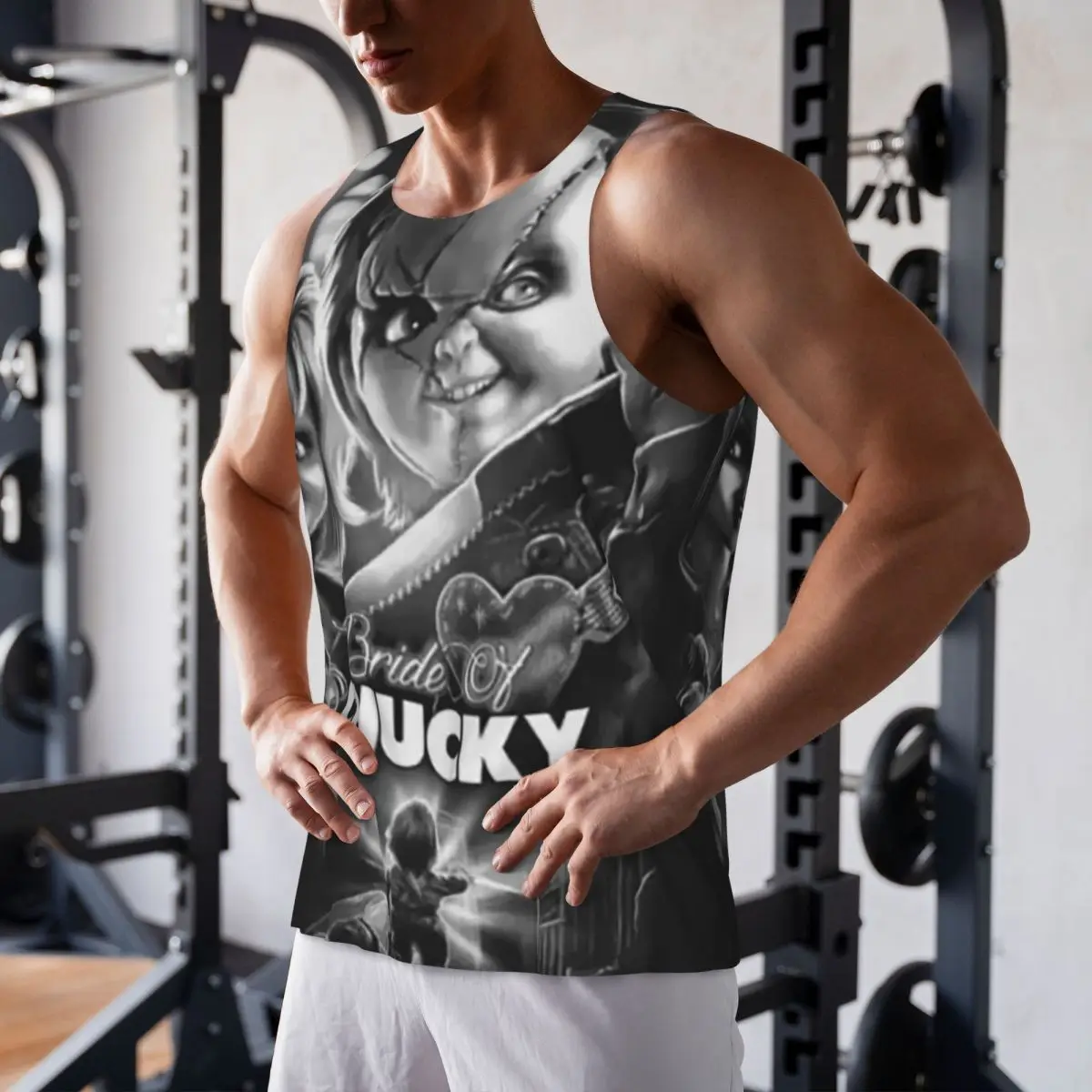 

Быстросохнущая кукла-убийца невесты Чаки, рубашка без рукавов для тренажерного зала Чаки, дышащий жилет для бодибилдинга