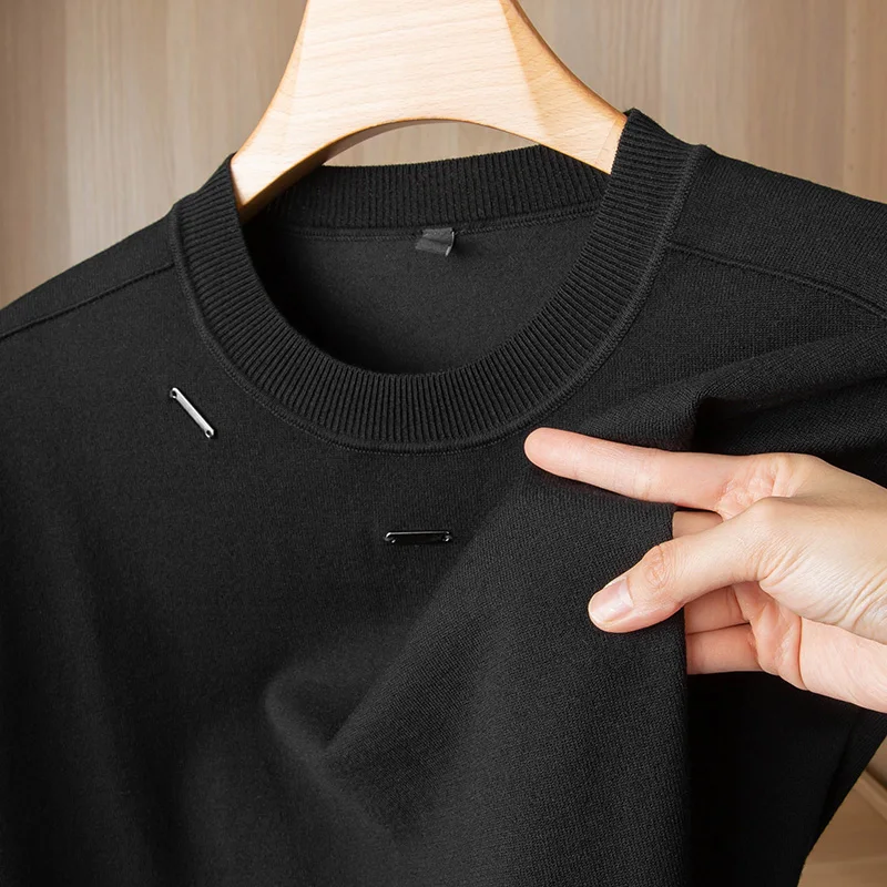 เสื้อสเวตเตอร์ขนสัตว์เนื้อบางเบาหรูหราสำหรับผู้ชาย ไซส์ 8XL 7XL 6XL รุ่นใหม่ ฤดูใบไม้ร่วง-ฤดูหนาว 2025 เนื้อผ้านุ่ม อุ่นสบาย สไตล์ลำลอง ทรงหลวม