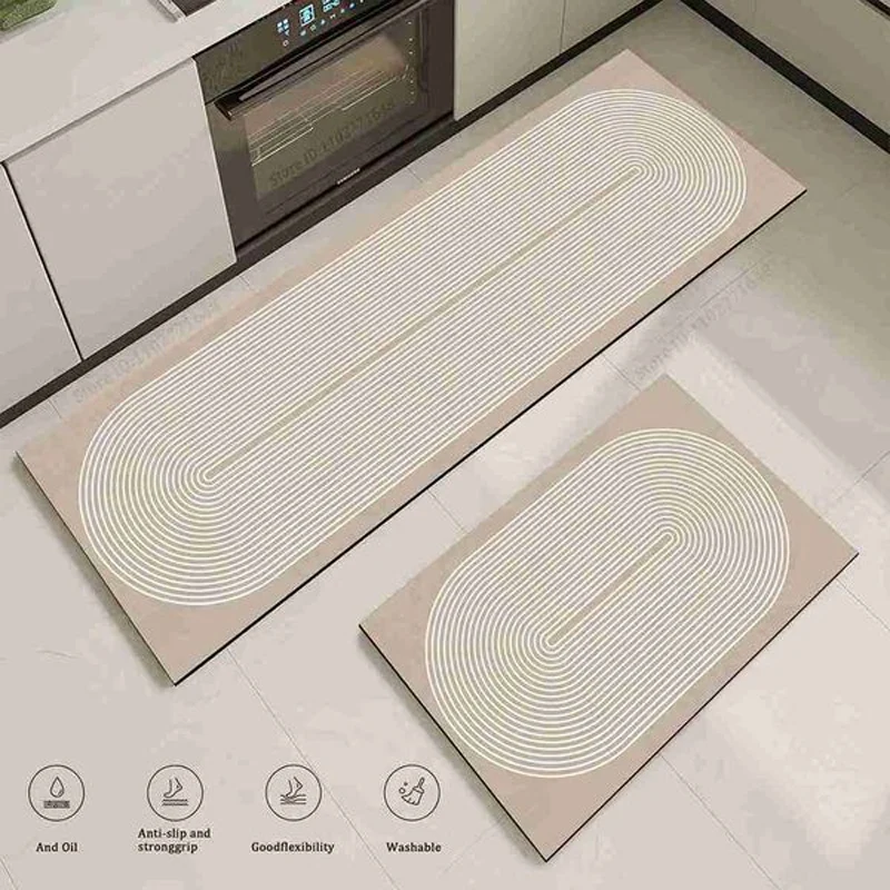 American Retro Kitchen Floor Mat German Kitchen Carpet Oil Resistant Anti Slip Quick Drying Dirt Resistant Diatomaceous Mud Foot
