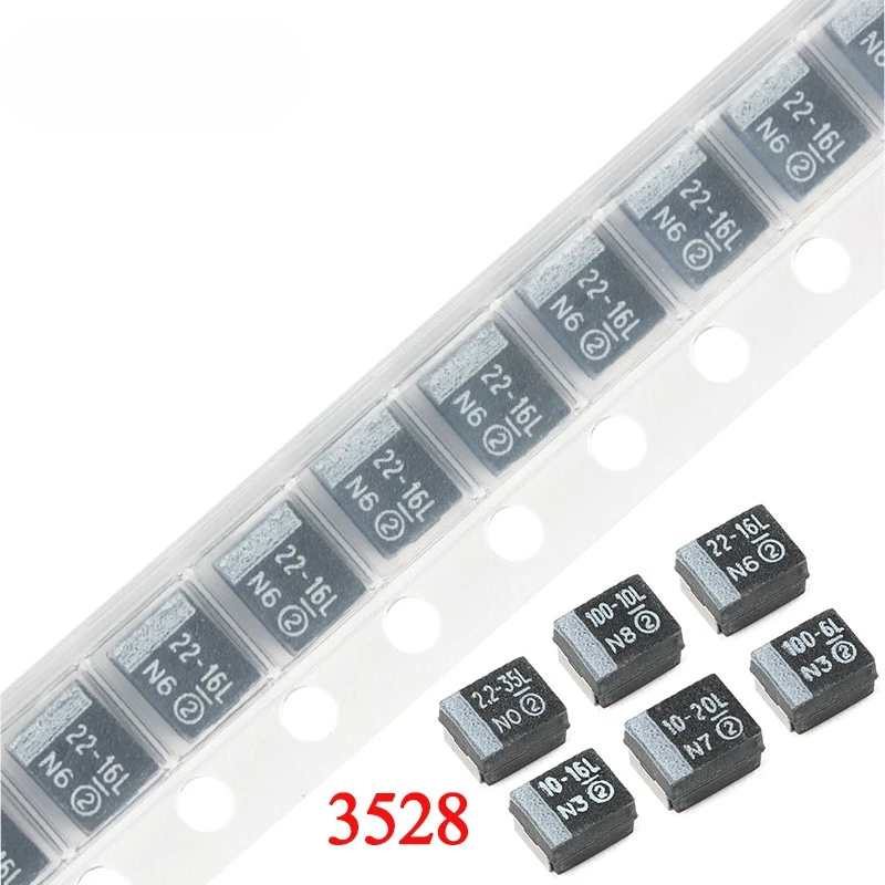 

10pcs/lot 3528 Smd Tantalum Capacitor 2.2uf 225 35v 10uf 106 16v 20v 25v 22uf 226 33uf 336 47uf 100uf 107 6.3v 10v Case-b_3528