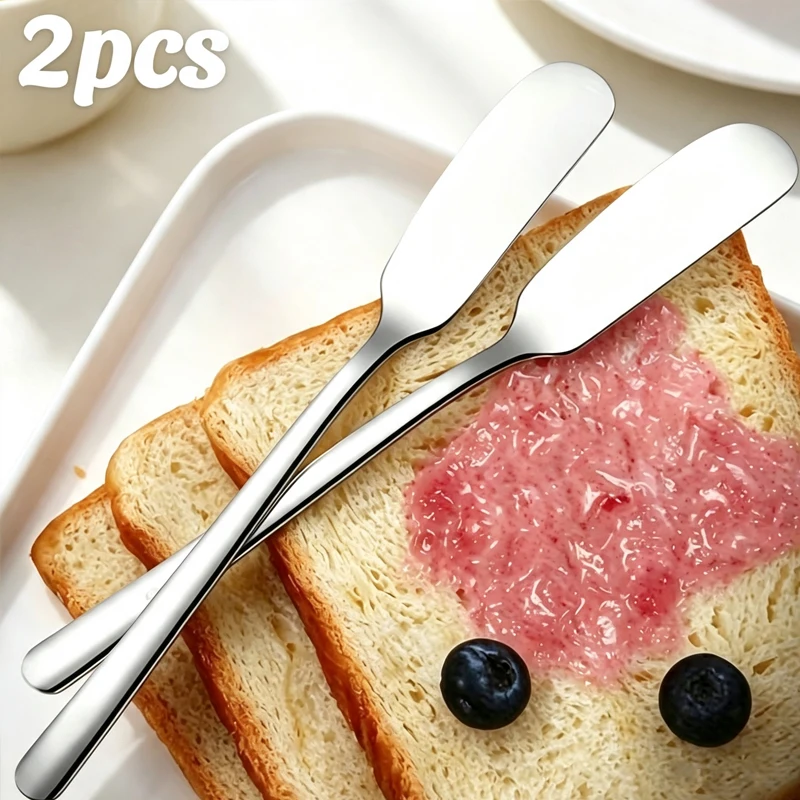 Stainless steel butter spatula, 2Pcs butter spatula for toast jam cheese cream, multipurpose spatula for bread breakfast.
