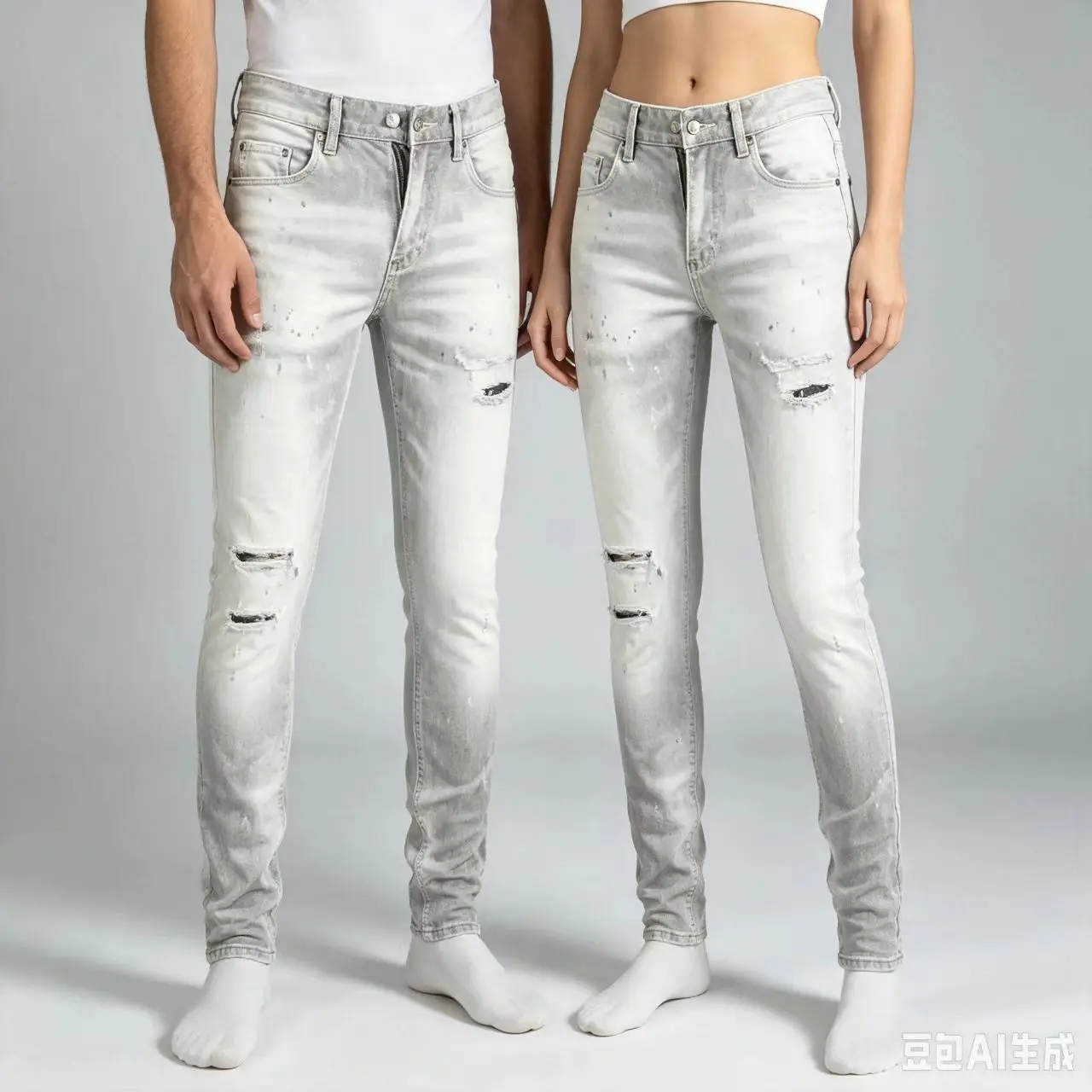 Y2K Designer Fashion New Men's Jeans Washed Retro Light Grey Jeans High Street Hip Hop Brand Stretch Fabric Pants
