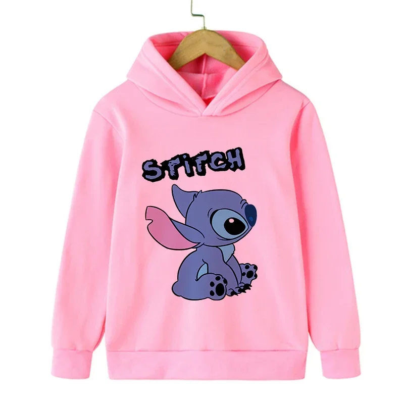 Kawaii 90s Christmas Disney Stitch Hoodie Children Cartoon Clothes Kid Girl Boy Lilo and Stitch Sweatshirt Hoody Baby Casual Top