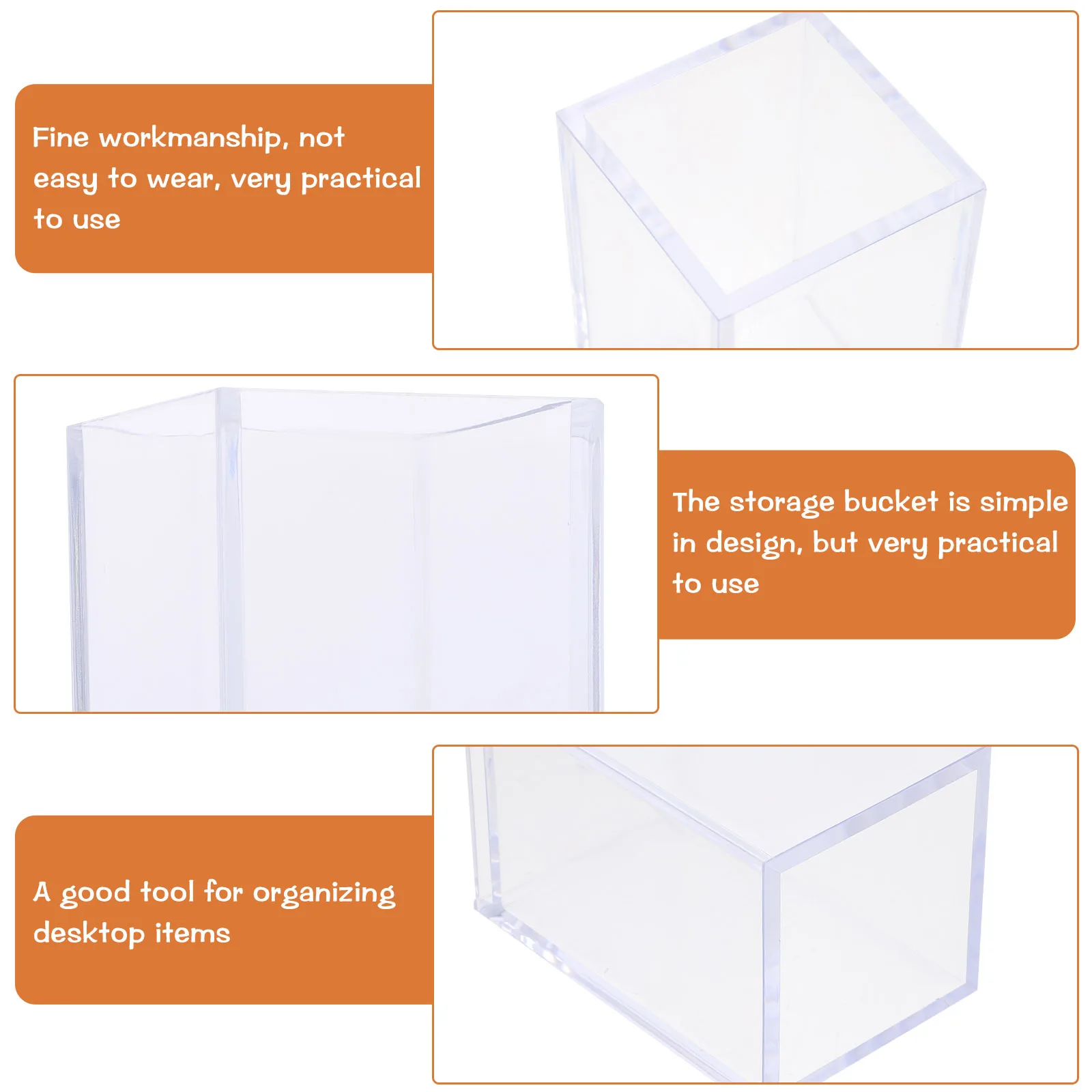 

3Pcs Acrylic Pen Holder Vase Transparent Storage Container for Desk Organizer Makeup Brush Display Multifunctional Small