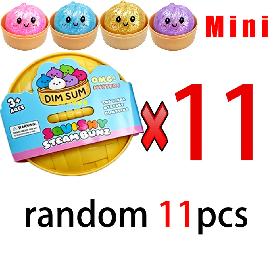 Glitzer-Dumpling-Squishy mit Box – Sensorischer Dampfkugel-Druckentlastungs-Fidget-Spielzeug aus weichem TPR-Teig für Stressabbau – Geschenk