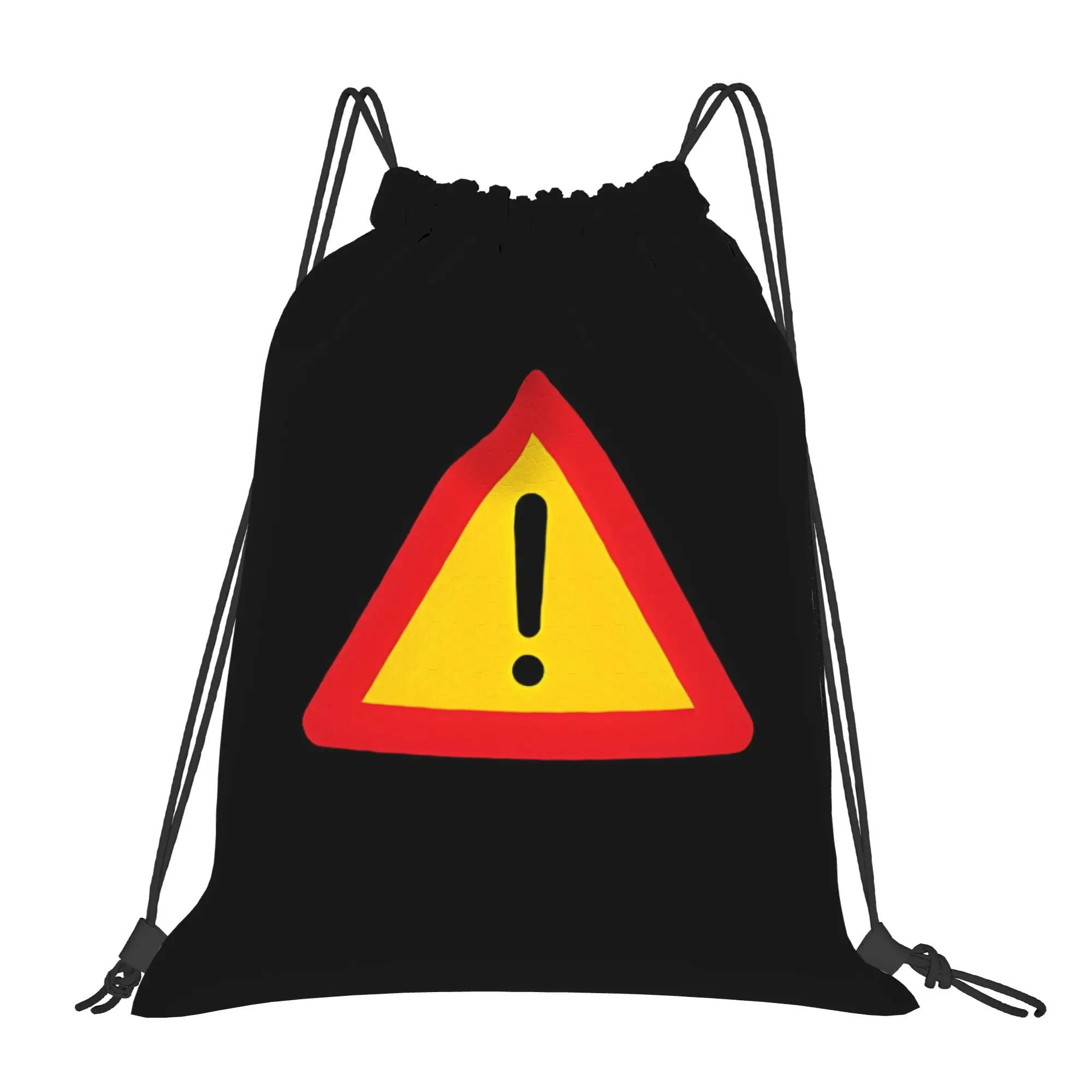Traffic Sign Caution! tape Construction vehicle Portable Hiking gym Drawstring Bags Riding gift Storage Backpacks