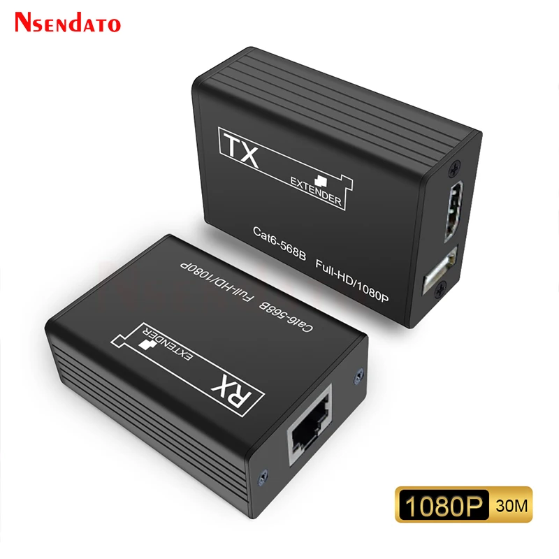 KVM Extender HDMI RJ45 30M 1080P HDMI KVM Extender With USB over Cat6 5E LAN Network Ethernet Extender For PS5 TV PC laptop HDTV