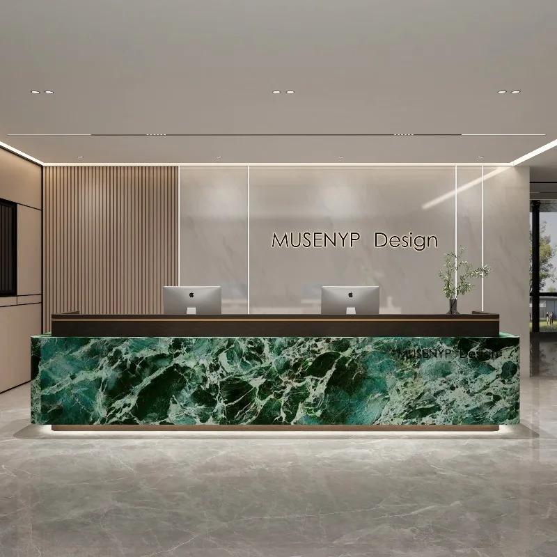 تخزين عميق مكتب الاستقبال مكتب الاستقبال الحديثة الكلاسيكية الفاخرة مكتب الاستقبال صالون تجميل أثاث مكتب الاستقبال Mostrador #4