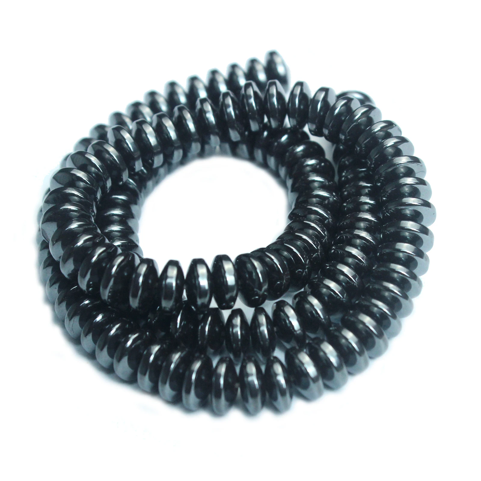 Rondelle Sliced Drop Disc Shape Black Hematite Natural Stone Beads Spacer 15 Inch for DIY Necklace Bracelet Jewelry Making