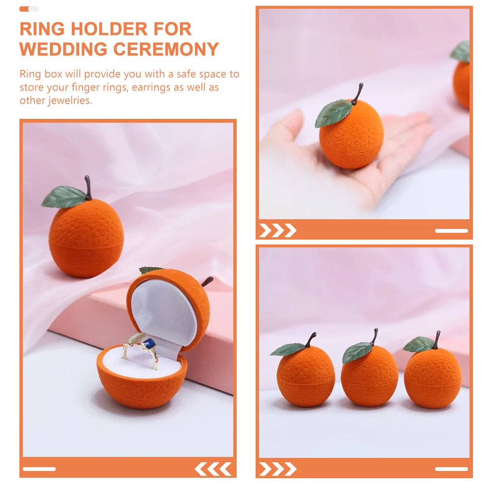 

Unique Orange Shape Ring Box Elegant Jewelry Storage Case for Engagement Wedding Proposal Rings and Earrings Gift Container