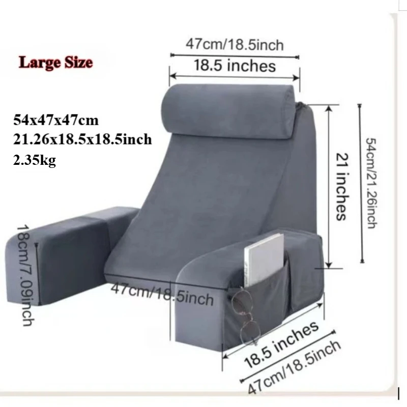 Plus Size Reading Cushion Pillow with Headrest Armrests Adults Memory Foam Bed Rest Pillow for Reading Gaming Comfort Cushion 이불