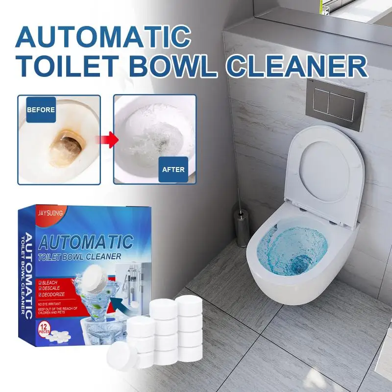 12PCS Toilet Bowl Cleaning Tablets Household Toilet Odor Stain Descaling Effervescent Tablets No residue and no irritation