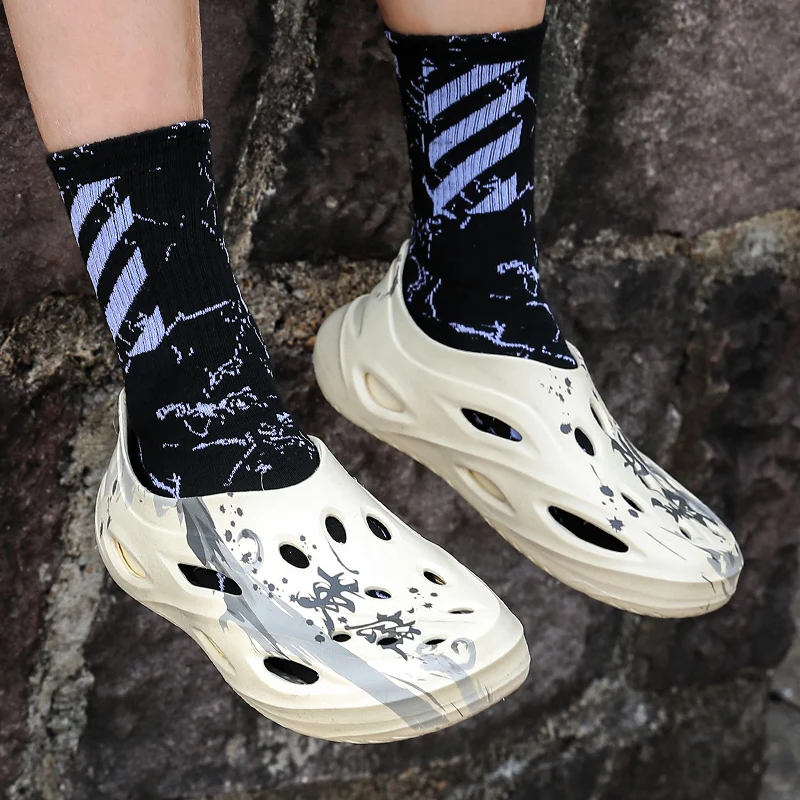 

Рабочие повседневные садовые легкие тапочки 2025, мужские тапочки, мужские шлепанцы на плоской подошве, пляжные сандалии, быстросохнущая модная летняя обувь для воды