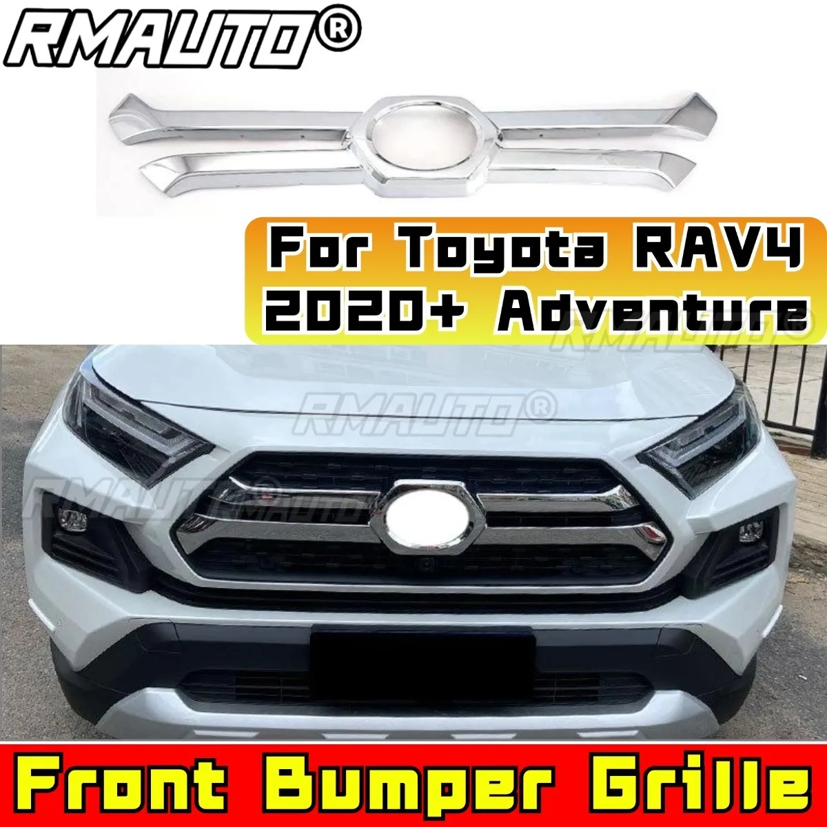 

Car Bumper Grill Decorative Strips Racing Grille Body Kit Front Bumper Grill Racing Grills for Toyota RAV4 2020+ Exterior Part