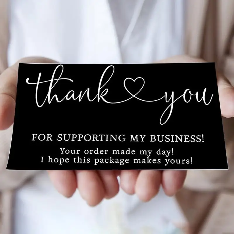 30 Pcs Black Thank You Card Thank You For Your Order Card Praise Labels For Small Businesses Decor For Small Shop Gift Packet